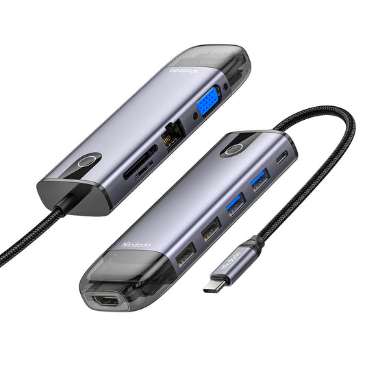 Hub USB-C McDodo HU-7420, 10в1, Сив