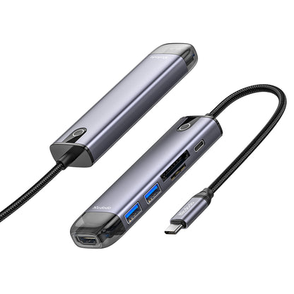 Hub USB-C McDodo HU-7740, 6в1, Сив