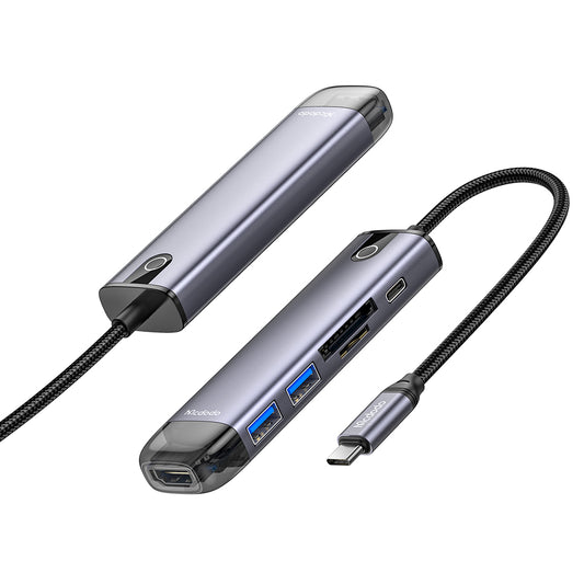 Hub USB-C McDodo HU-7740, 6в1, Сив