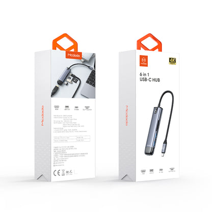 Hub USB-C McDodo HU-7740, 6в1, Сив