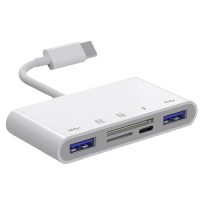 OEM USB-C концентратор NK-1032TC, 2 x USB-A - 1 x USB-C - 1 x SD - 1 x microSD, бял 