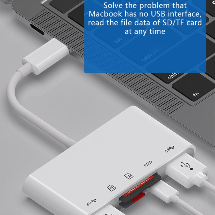 OEM USB-C концентратор NK-1032TC, 2 x USB-A - 1 x USB-C - 1 x SD - 1 x microSD, бял 