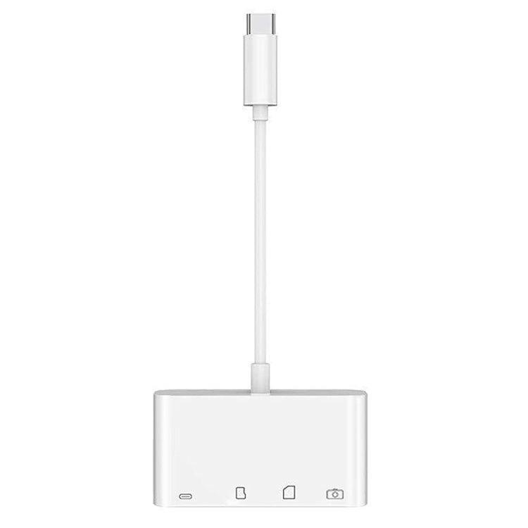 USB-C концентратор OEM NK108LTC, 1 x USB-A - 1 x USB-C - 1 x SD - 1 x microSD, бял 