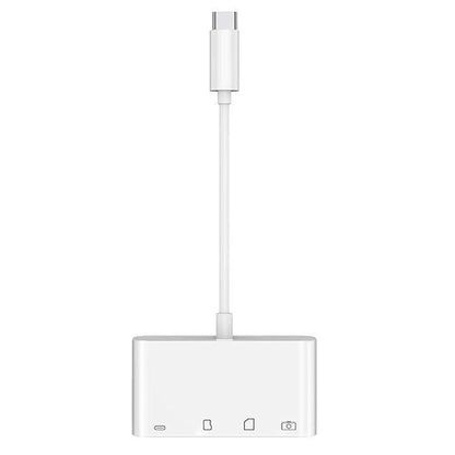 USB-C концентратор OEM NK108LTC, 1 x USB-A - 1 x USB-C - 1 x SD - 1 x microSD, бял 