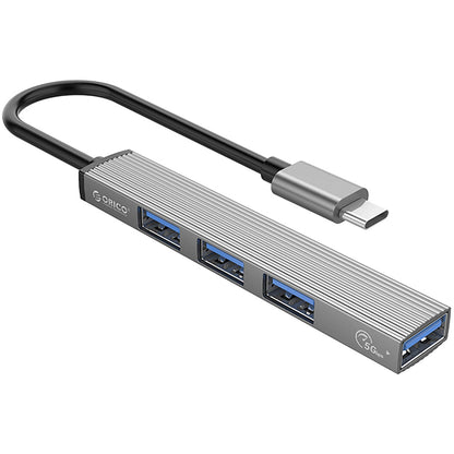 Hub USB-C Orico AH-A13, 1 x USB-A 3.0 - 3 x USB-A, Сив