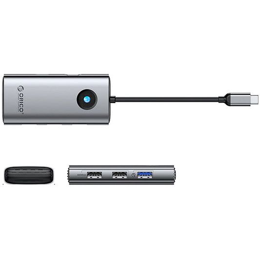 USB-C хъб Orico PW11-5P, 1 x USB-A 3.0 - 2 x USB-A - 1 x USB-C - 1 x HDMI, Сив