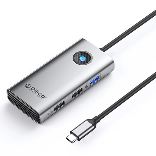 USB-C хъб Orico PW11-5P, 1 x USB-A 3.0 - 2 x USB-A - 1 x USB-C - 1 x HDMI, Сив