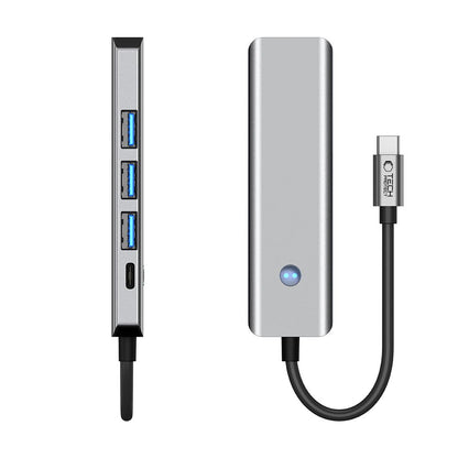 Hub USB-C Tech-Protect HB01, 1 x USB-A 3.0 - 2 x USB-A - 1 x USB-C - 1 x HDMI, Сив