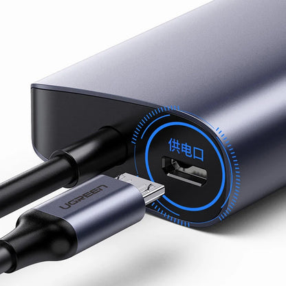 Hub USB-C UGREEN CM252, 3 x USB-A 3.0 - 1 x USB-C - RJ45, Сив