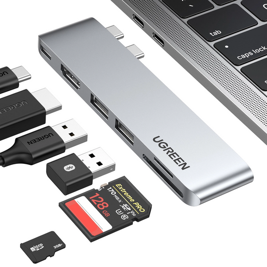 USB-C хъб UGREEN CM380 (80856) за Apple MacBook Pro / Air Series, 2 x USB-A 3.0 - 1 x USB-C - 1 x HDMI - 1 x SD - 1 x microSD