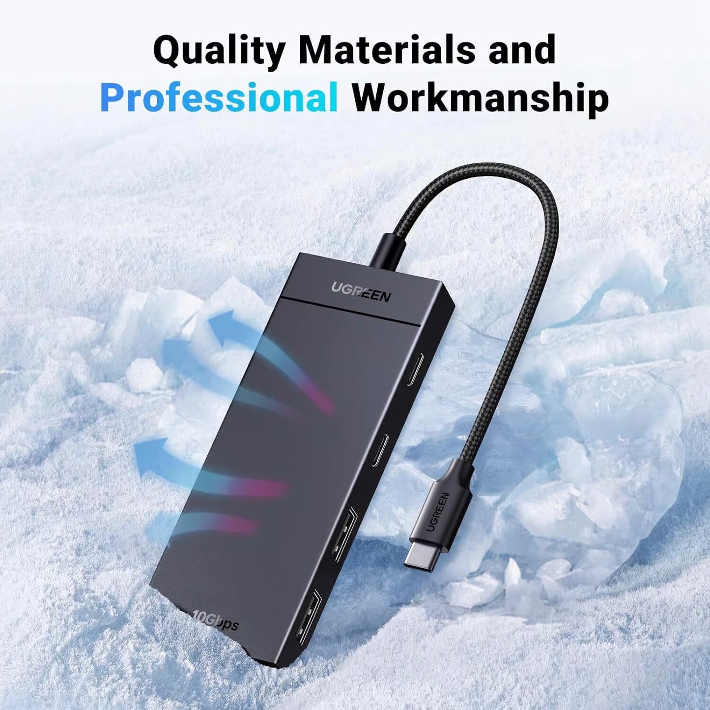Hub USB-C UGREEN CM416, 2 x USB-A 3.1 - 2 x USB-C, 0.25m, Черен