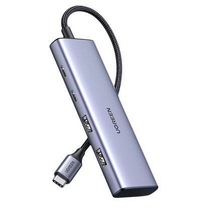 USB-C хъб UGREEN CM473, 2 x USB-A 3.0 - 2 x USB-C, 0.20см, Сив
