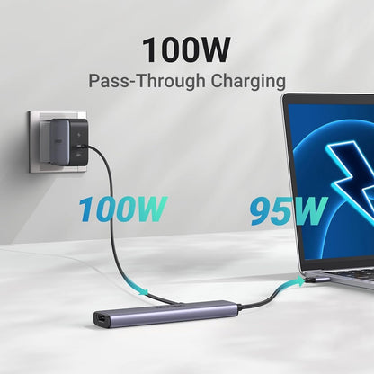 Hub USB-C UGREEN CM478, 1 x USB-A 3.0 - 2 x USB-A - 1 x USB-C - 1 x HDMI, Сив