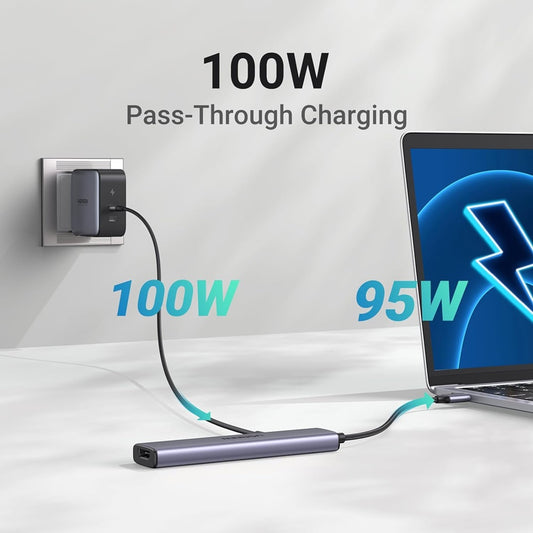 Hub USB-C UGREEN CM478, 1 x USB-A 3.0 - 2 x USB-A - 1 x USB-C - 1 x HDMI, Сив Рециклиран