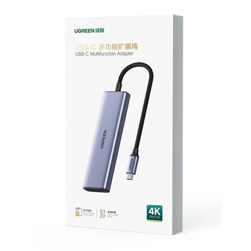 Hub USB-C UGREEN CM511 (20956A), 3 x USB-A 3.0 - 1 x HDMI - 1 x SD - 1 x microSD, Сив