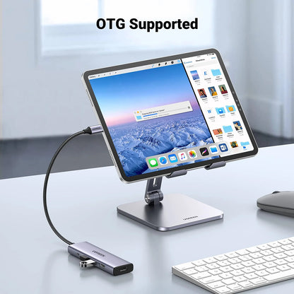 Hub USB-C UGREEN CM511 (15596), 3 x USB-A 3.0 - 1 x USB-C - 1 x HDMI, Сив