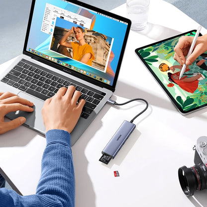 Hub USB-C UGREEN CM511 (20956A), 3 x USB-A 3.0 - 1 x HDMI - 1 x SD - 1 x microSD, Сив