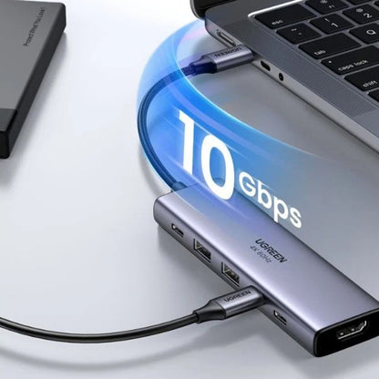 Hub USB-C UGREEN CM511 (35999), 2 x USB-A 3.2 - 3 x USB-C - 1 x HDMI, Сив