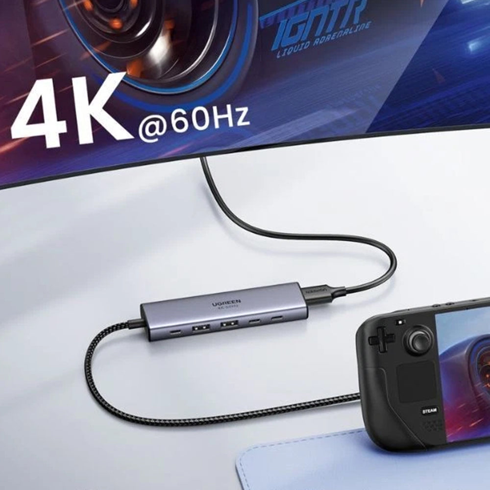 Hub USB-C UGREEN CM511 (35999), 2 x USB-A 3.2 - 3 x USB-C - 1 x HDMI, Сив