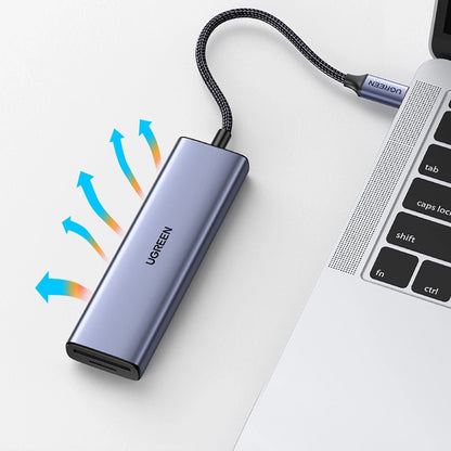Hub USB-C UGREEN CM511 (20956A), 3 x USB-A 3.0 - 1 x HDMI - 1 x SD - 1 x microSD, Сив