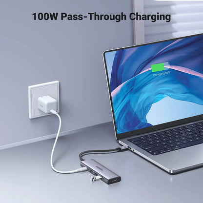 Hub USB-C UGREEN CM511 (15596), 3 x USB-A 3.0 - 1 x USB-C - 1 x HDMI, Сив