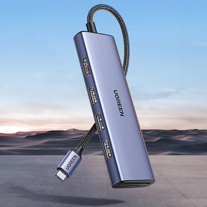 Hub USB-C UGREEN CM511 (20956A), 3 x USB-A 3.0 - 1 x HDMI - 1 x SD - 1 x microSD, Сив