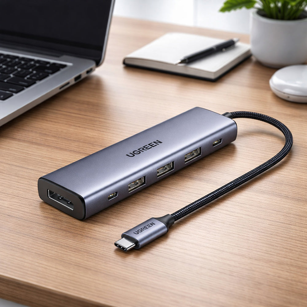 Hub USB-C UGREEN CM511 (75642), 6в1, Сив