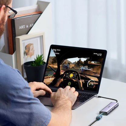 Hub USB-C UGREEN CM512, 2 x USB-A 3.0 - 1 x USB-C - 1 x HDMI - 1 x SD - 1 x microSD - RJ45, Сив