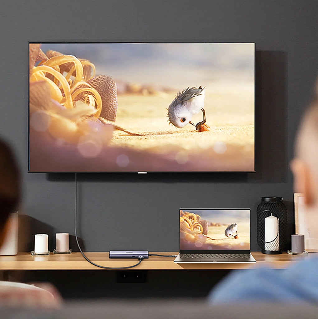 Hub USB-C UGREEN CM512, 2 x USB-A 3.0 - 1 x USB-C - 1 x HDMI - 1 x SD - 1 x microSD - RJ45, Сив