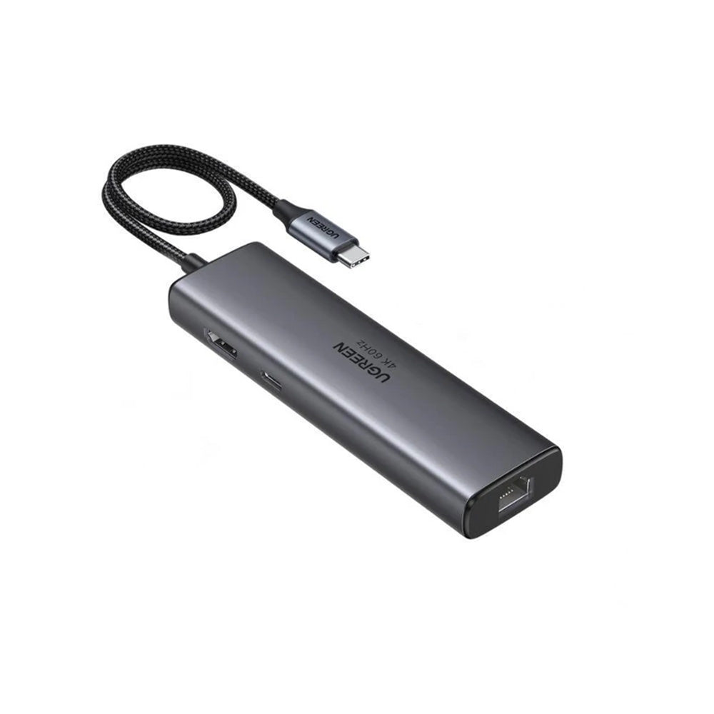 Hub USB-C UGREEN CM512 (45000), 2 x USB-A 3.2 - 2 x USB-C - 1 X HDMI - 1 x RJ45, Сив
