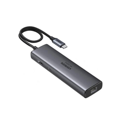 Hub USB-C UGREEN CM512 (45000), 2 x USB-A 3.2 - 2 x USB-C - 1 X HDMI - 1 x RJ45, Сив