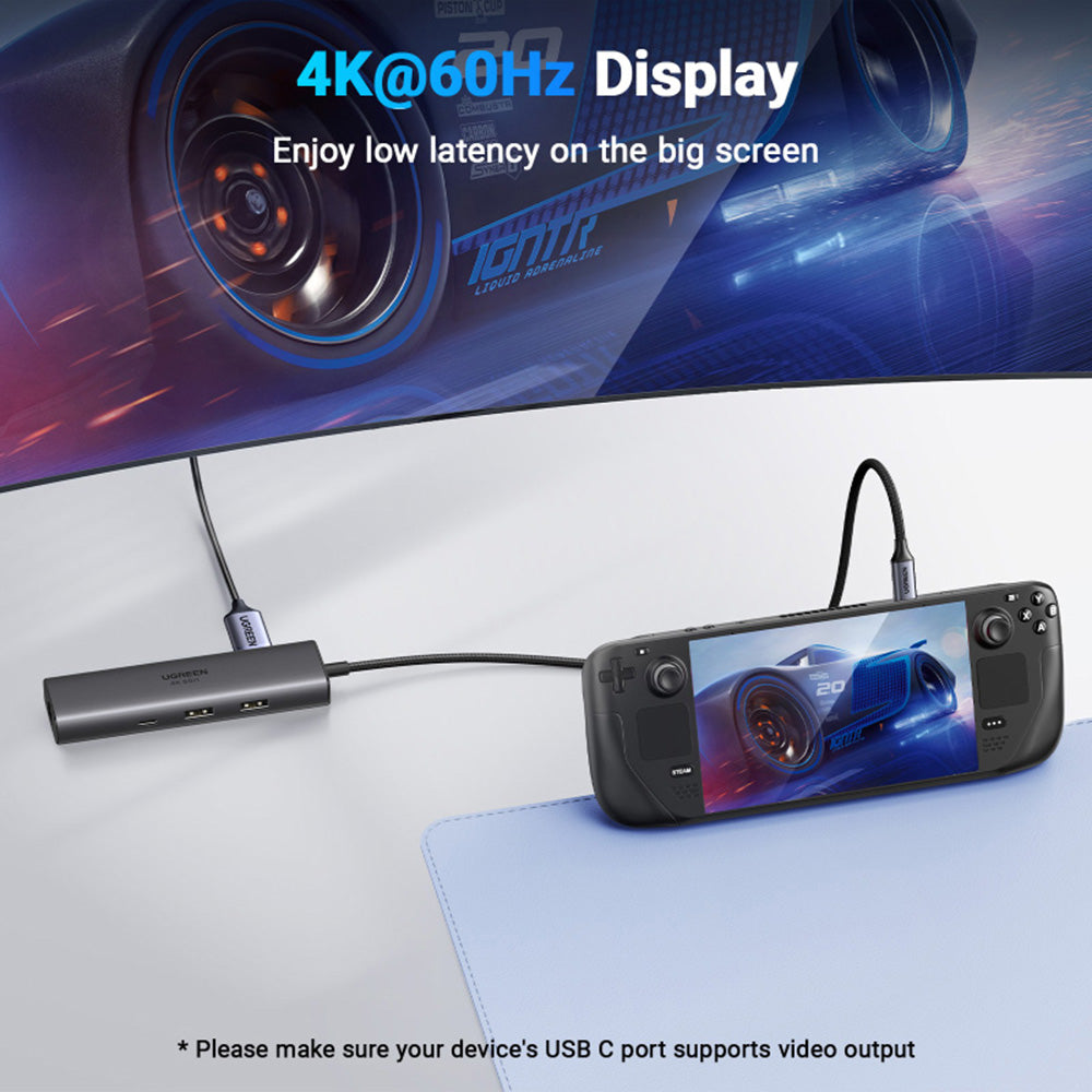 Hub USB-C UGREEN CM512 (45000), 2 x USB-A 3.2 - 2 x USB-C - 1 X HDMI - 1 x RJ45, Сив