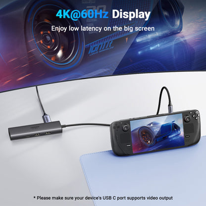 Hub USB-C UGREEN CM512 (45000), 2 x USB-A 3.2 - 2 x USB-C - 1 X HDMI - 1 x RJ45, Сив