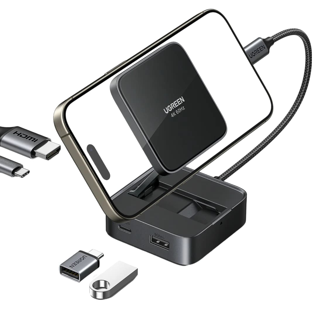Hub USB-C UGREEN CM801, 1 x USB-A 3.0 - 2 x USB-C - 1 x HDMI, Сив