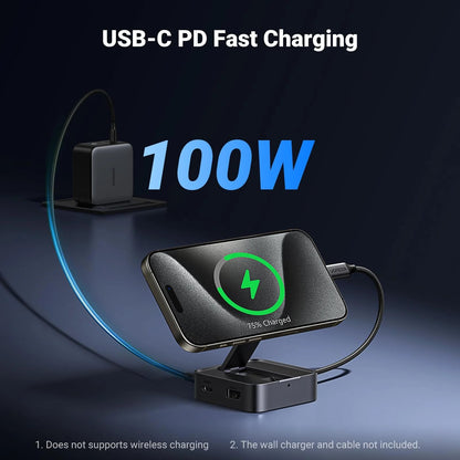 Hub USB-C UGREEN CM801, 1 x USB-A 3.0 - 2 x USB-C - 1 x HDMI, Сив