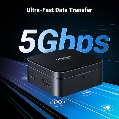 Hub USB-C UGREEN CM801, 1 x USB-A 3.0 - 2 x USB-C - 1 x HDMI, Сив