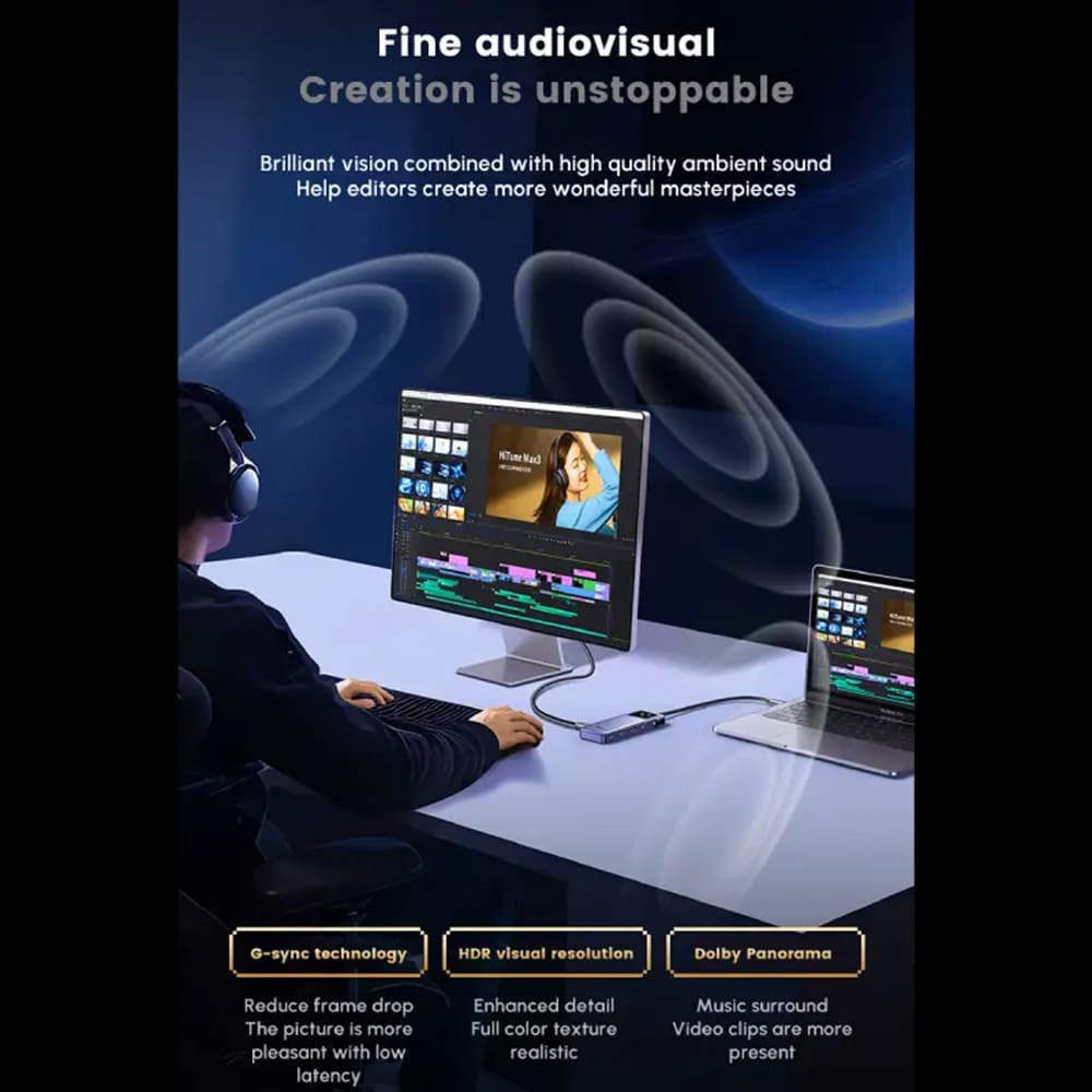 Hub USB-C UGREEN CM888 (45155) Uno, 6в1, Сив