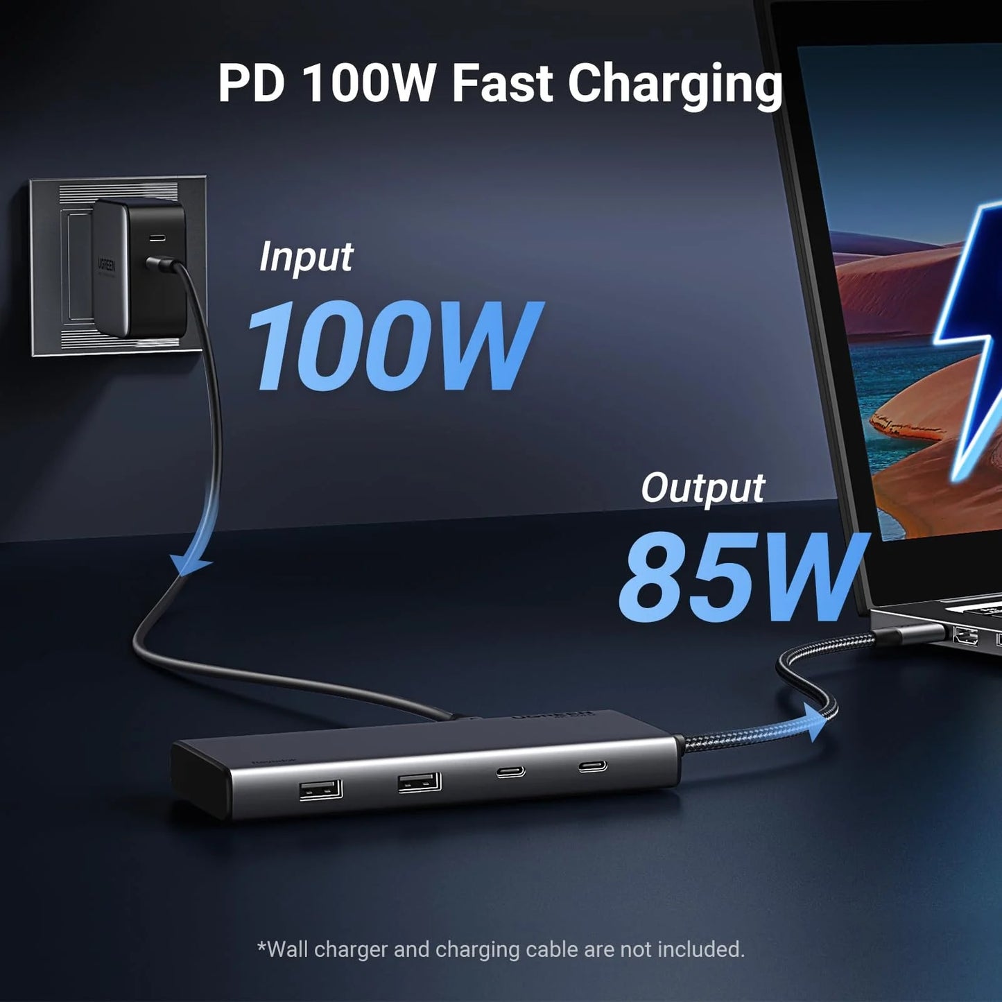 Hub USB-C UGREEN Revodok 308 CM639, 2 x USB-A 3.2 - 3 x USB-C - 1 x Display Port - 2 x HDMI, Сив