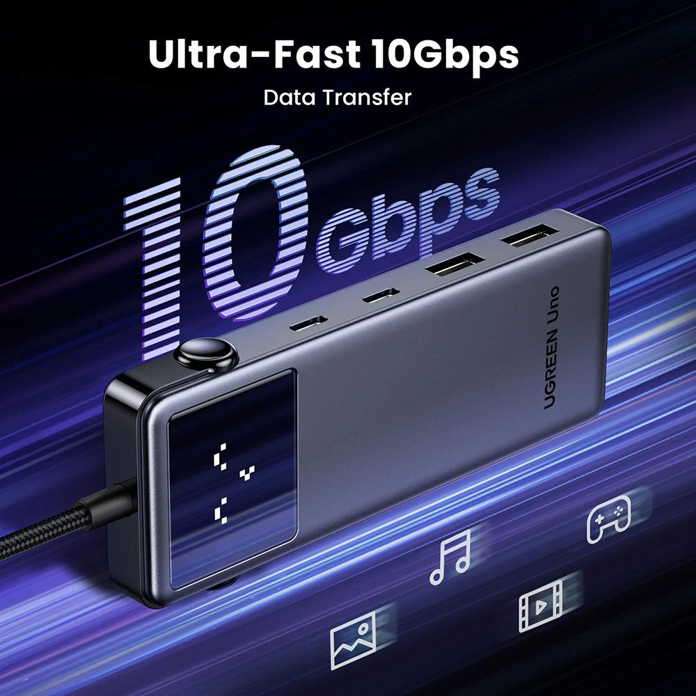 USB-C хъб UGREEN Uno (75177), 2 x USB-A 3.2 - 3 x USB-C - 1 x HDMI, Сив