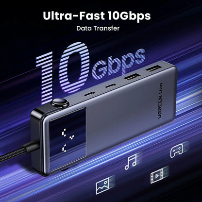 USB-C хъб UGREEN Uno (75177), 2 x USB-A 3.2 - 3 x USB-C - 1 x HDMI, Сив