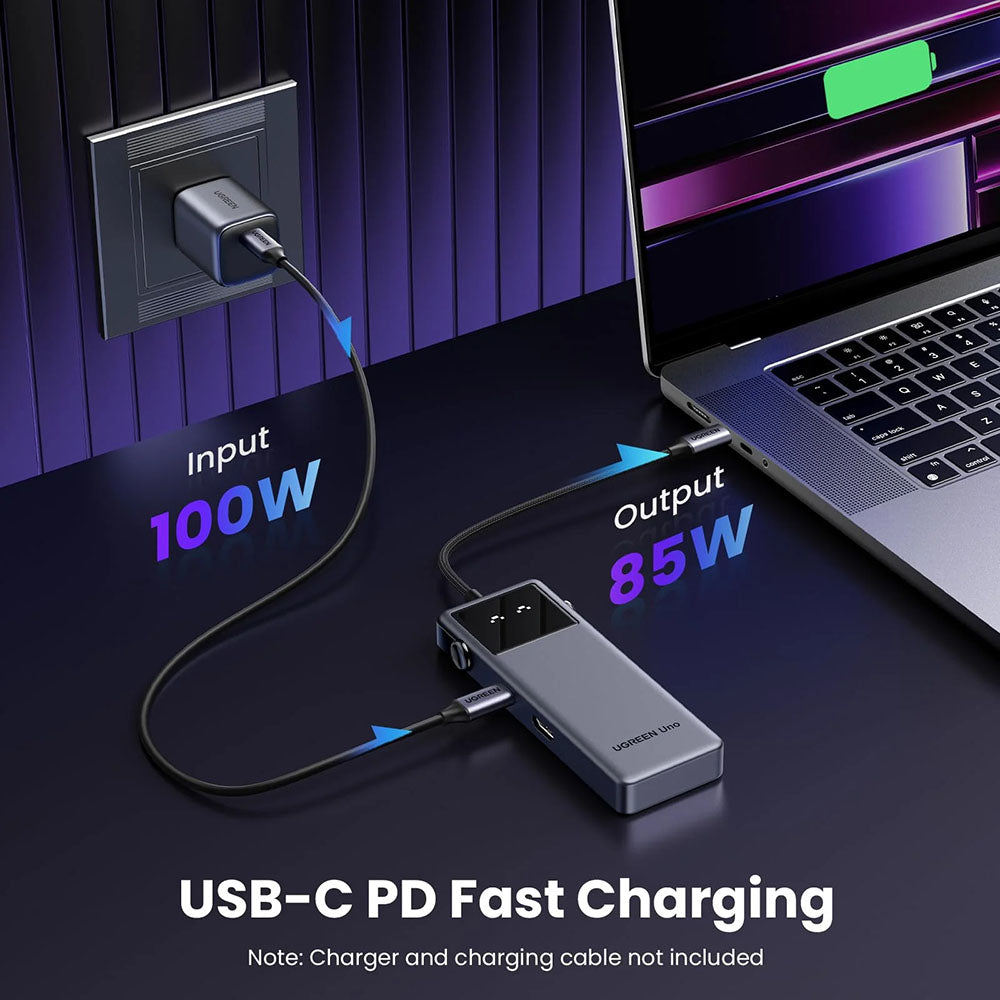 USB-C хъб UGREEN Uno (75177), 2 x USB-A 3.2 - 3 x USB-C - 1 x HDMI, Сив