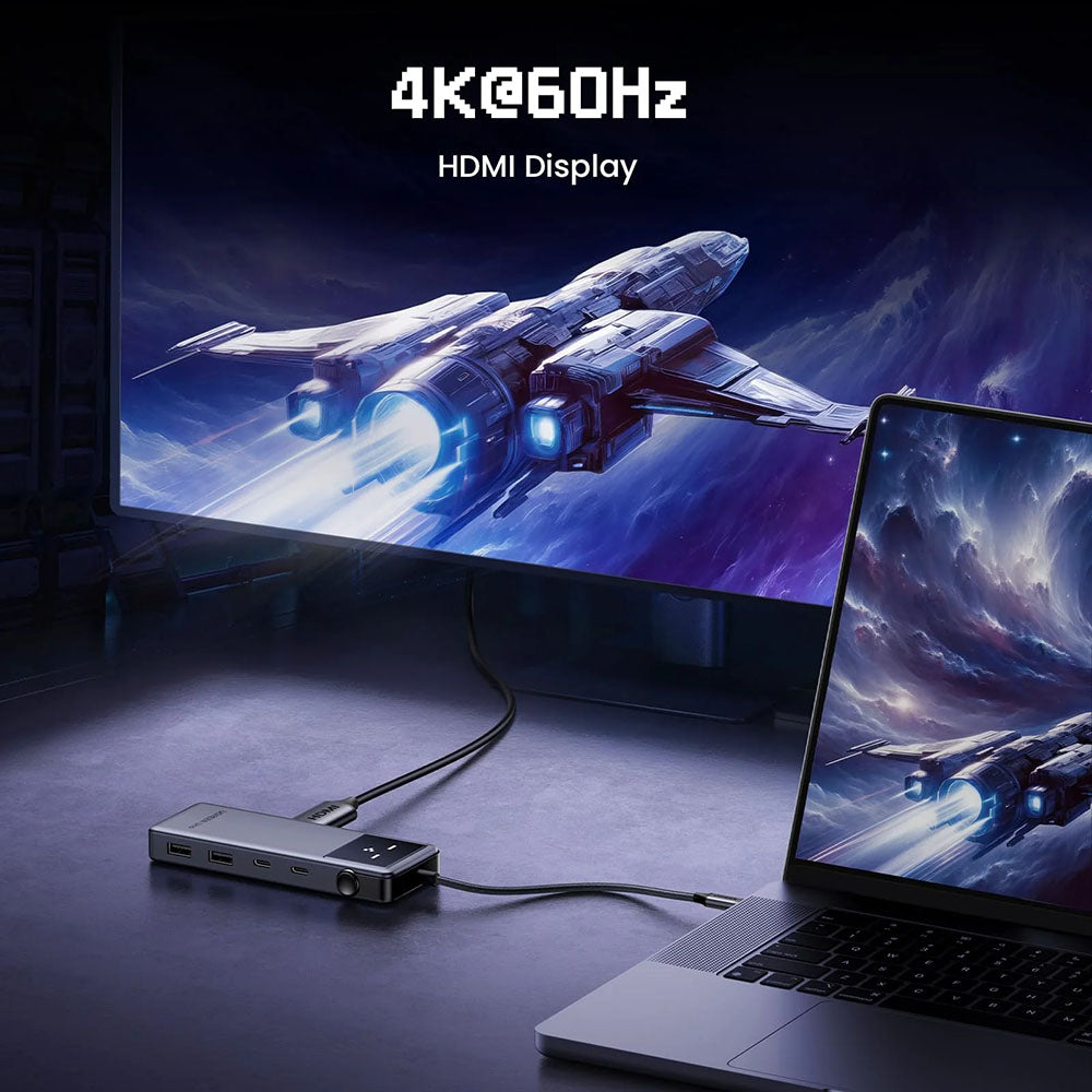 USB-C хъб UGREEN Uno (75177), 2 x USB-A 3.2 - 3 x USB-C - 1 x HDMI, Сив