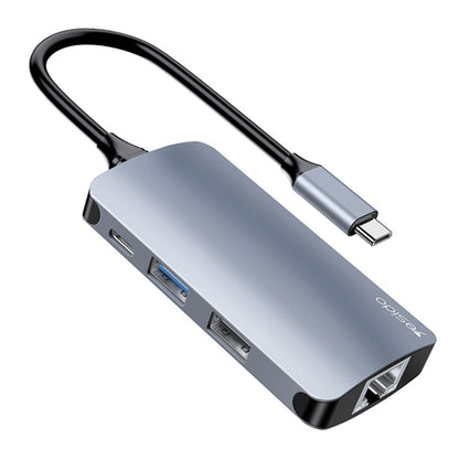 Hub USB-C Yesido HB15, 6в1, Сив