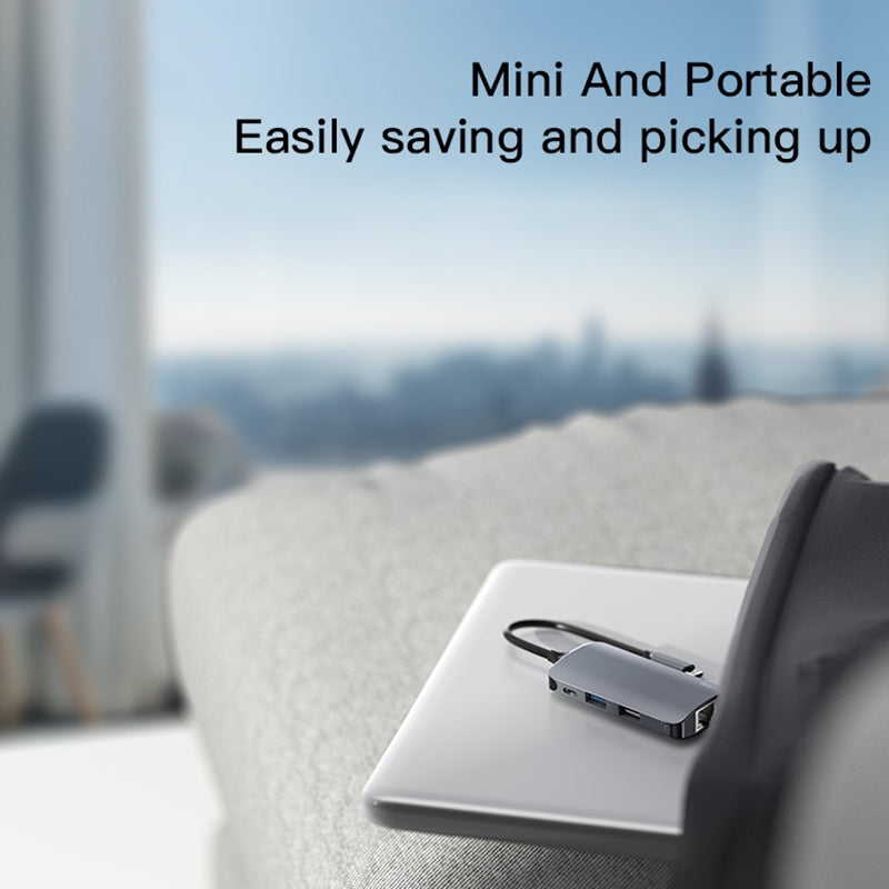 Hub USB-C Yesido HB15, 6в1, Сив