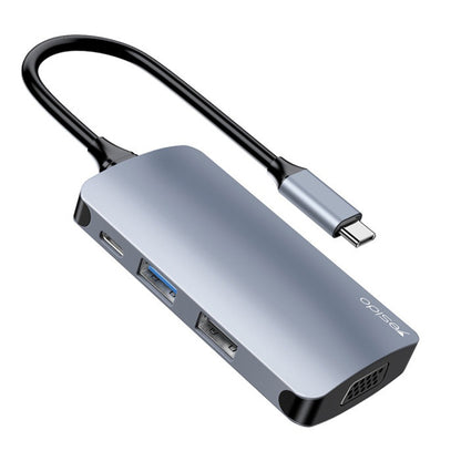 USB-C хъб Yesido HB16, 7в1, Сив