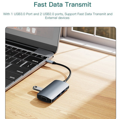 USB-C хъб Yesido HB16, 7в1, Сив