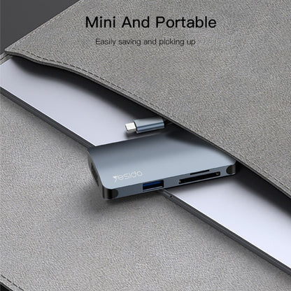 USB-C хъб Yesido HB16, 7в1, Сив
