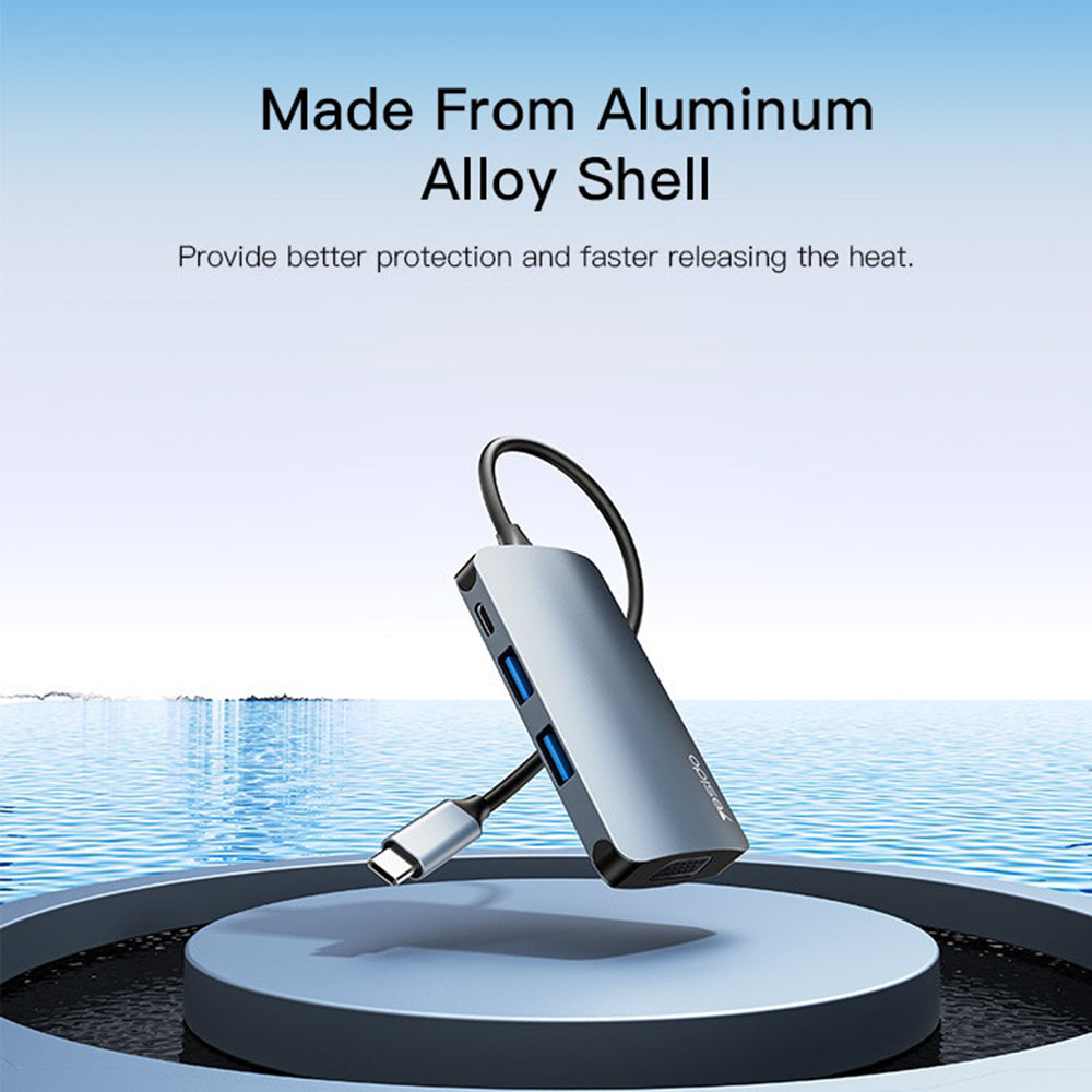 USB-C хъб Yesido HB16, 7в1, Сив