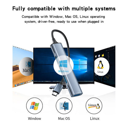 Hub USB-C Yesido HB17, 4в1, Сив