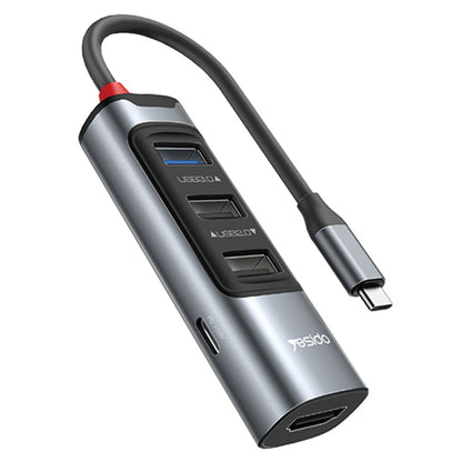 USB-C хъб Yesido HB22, 5в1, Сив